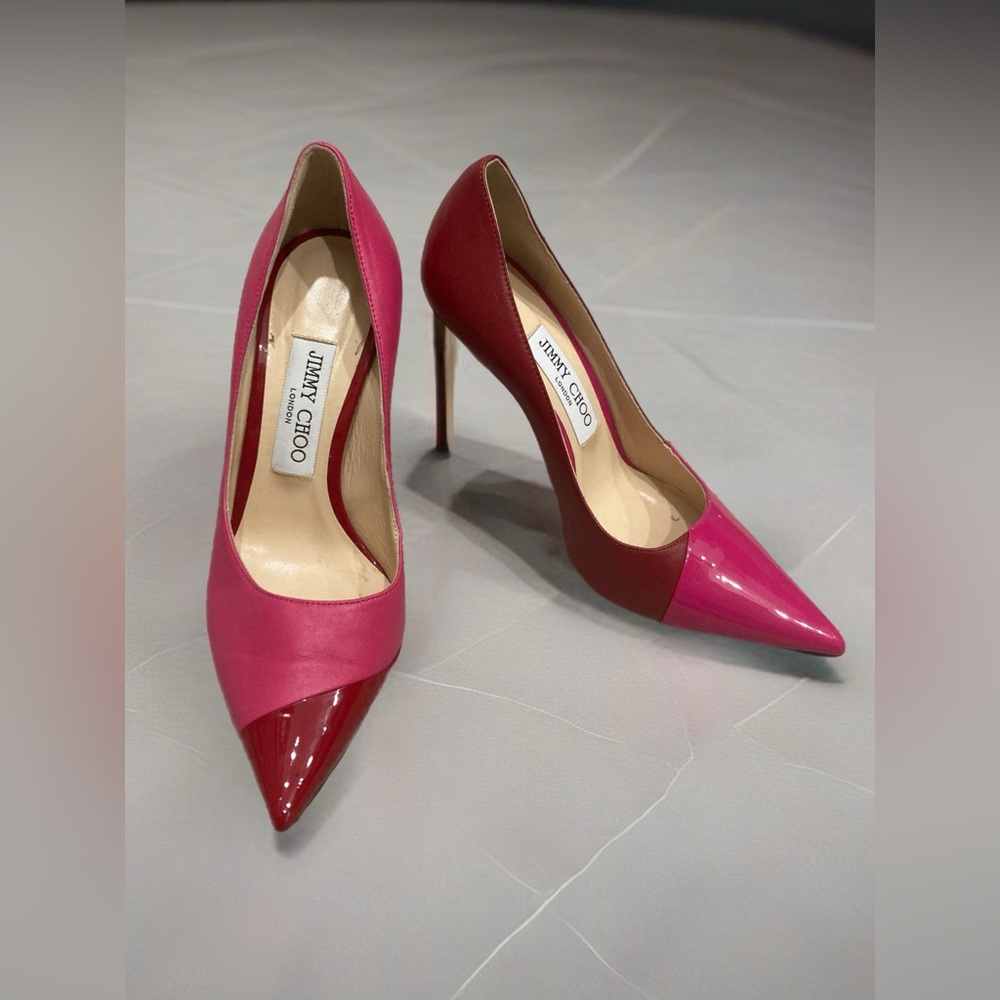 Jimmy Choo Asymmetric Hot Pink Pumps